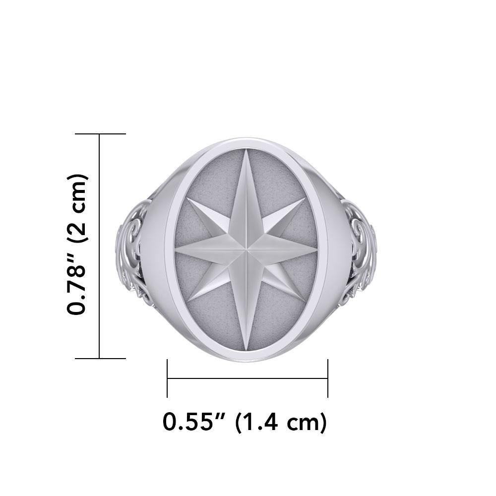 Compass Silver Signet Men Ring TRI1964 - Jewelry