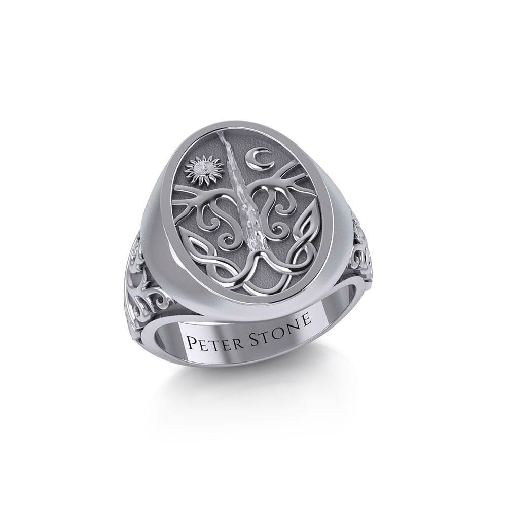 Tree of Life Silver Signet Men Ring TRI1967 - Jewelry