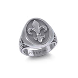 Fleur de lis Silver Signet Men Ring TRI1969