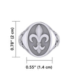 Fleur de lis Silver Signet Men Ring TRI1969 - Jewelry