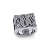 Viking God Thor Runic Silver Signet Men Ring with Triquetra Design TRI1972 - Jewelry