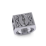 Viking God Odin Runic Silver Signet Men Ring with Triquetra Design TRI1973 - Jewelry