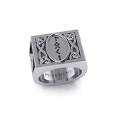 Viking God Loki Runic Silver Signet Men Ring with Triquetra Design TRI1974 - Jewelry