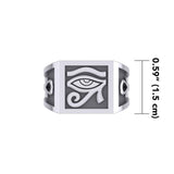 The Eye of Horus and Ankh Silver Signet Men Ring TRI1980 - Jewelry
