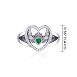 Claddagh in Heart Silver Ring with Gemstone TRI1992 - Jewelry