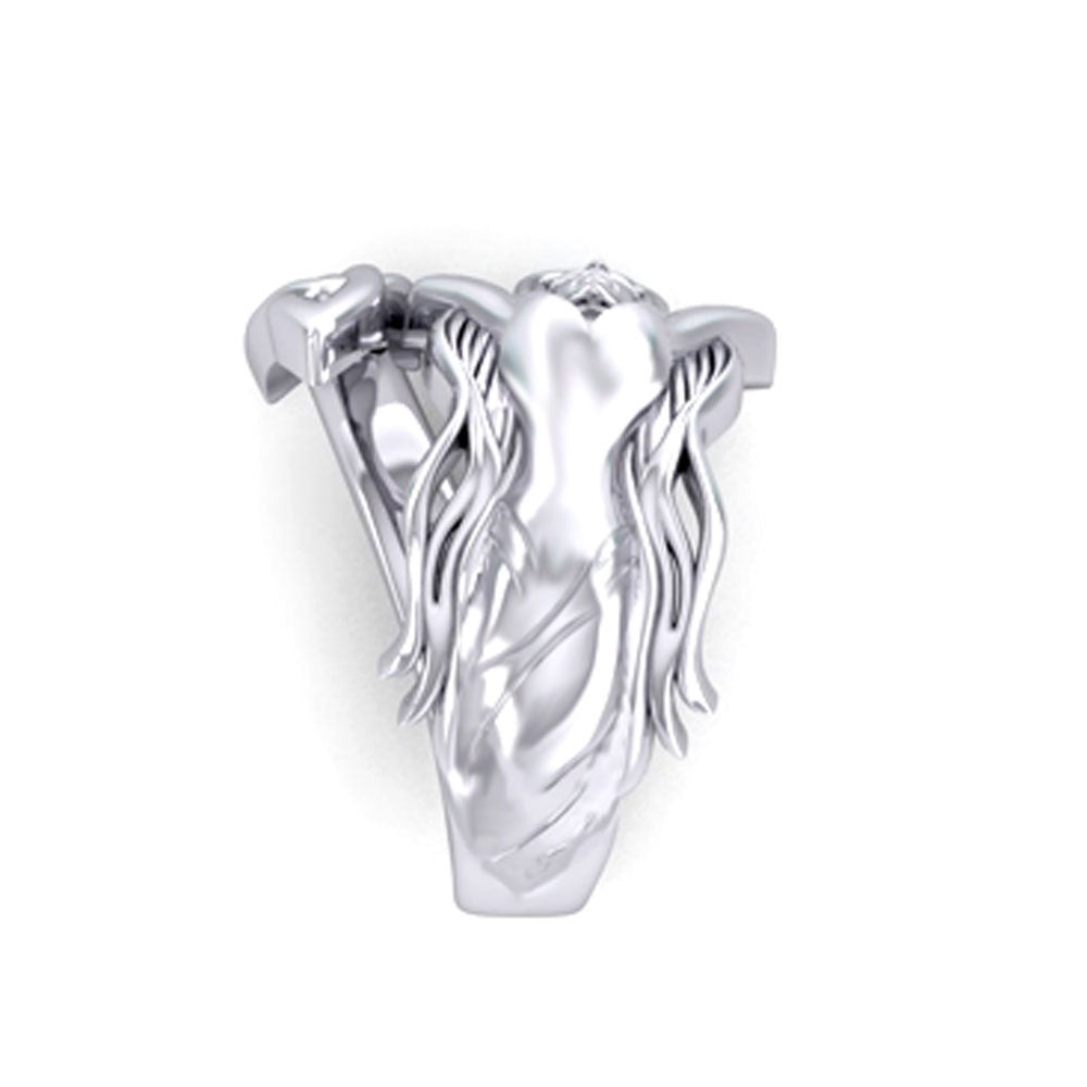 Goddess Brigid Silver Ring with Gem TRI2187