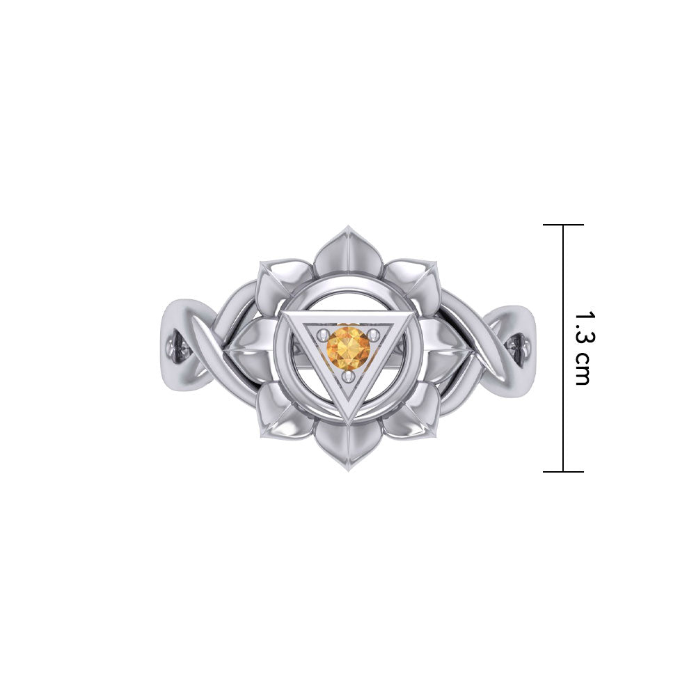 Manipura Solar Plexus Chakra with Celtic Designs Sterling Silver Ring TRI2338