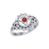 Vishuddha Throat Chakra with Celtic Designs Sterling Silver Ring TRI2339