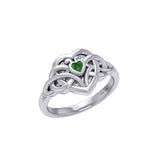 Celtic Knotwork Heart Ring With  Heart Gemstone TRI2362