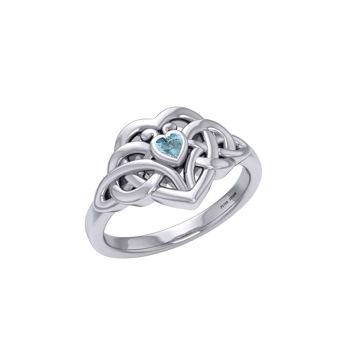 Celtic Knotwork Heart Ring With  Heart Gemstone TRI2362