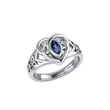 Celtic Knotwork Heart Ring With Gemstone TRI2380