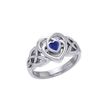 Celtic Knotwork Heart Ring With  Heart Gemstone TRI2381