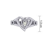 Celtic Double Heart With Gemstone Ring TRI2393