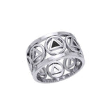 Recovery Silver Band Ring with Stone Inlay TRI2400