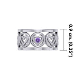 Heart Silver Band Ring With Gemstone TRI2403