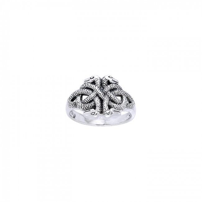 Celtic Knot Snakes Ring TRI565 - Jewelry