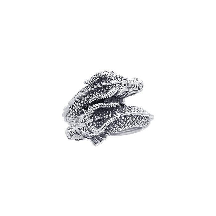 Merlin's Twin Dragon Silver Ring TRI760 - Jewelry