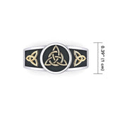 Triquetra Silver and Gold Accent Ring with Black Oxidize TRV3811