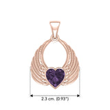 Gemstone Heart Angel Wings Rose Gold Pendant UPD5169