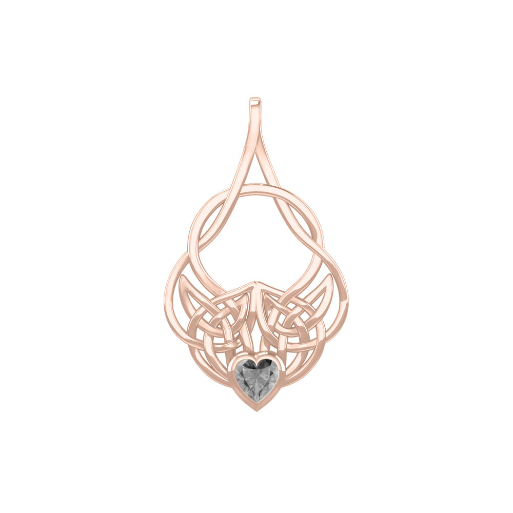 Celtic Knotwork Rose Gold Pendant with Heart Gemstone UPD5292