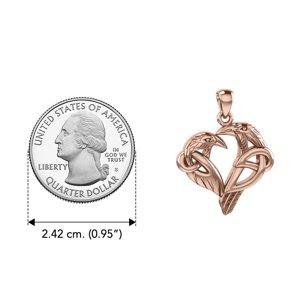 Love of The Mythical Celtic Heart Raven Rose Gold Jewelry Pendant UPD6025