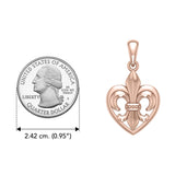 A powerful  Rose Gold Jewelry Pendant Fleur-de-Lis and Heart UPD6067