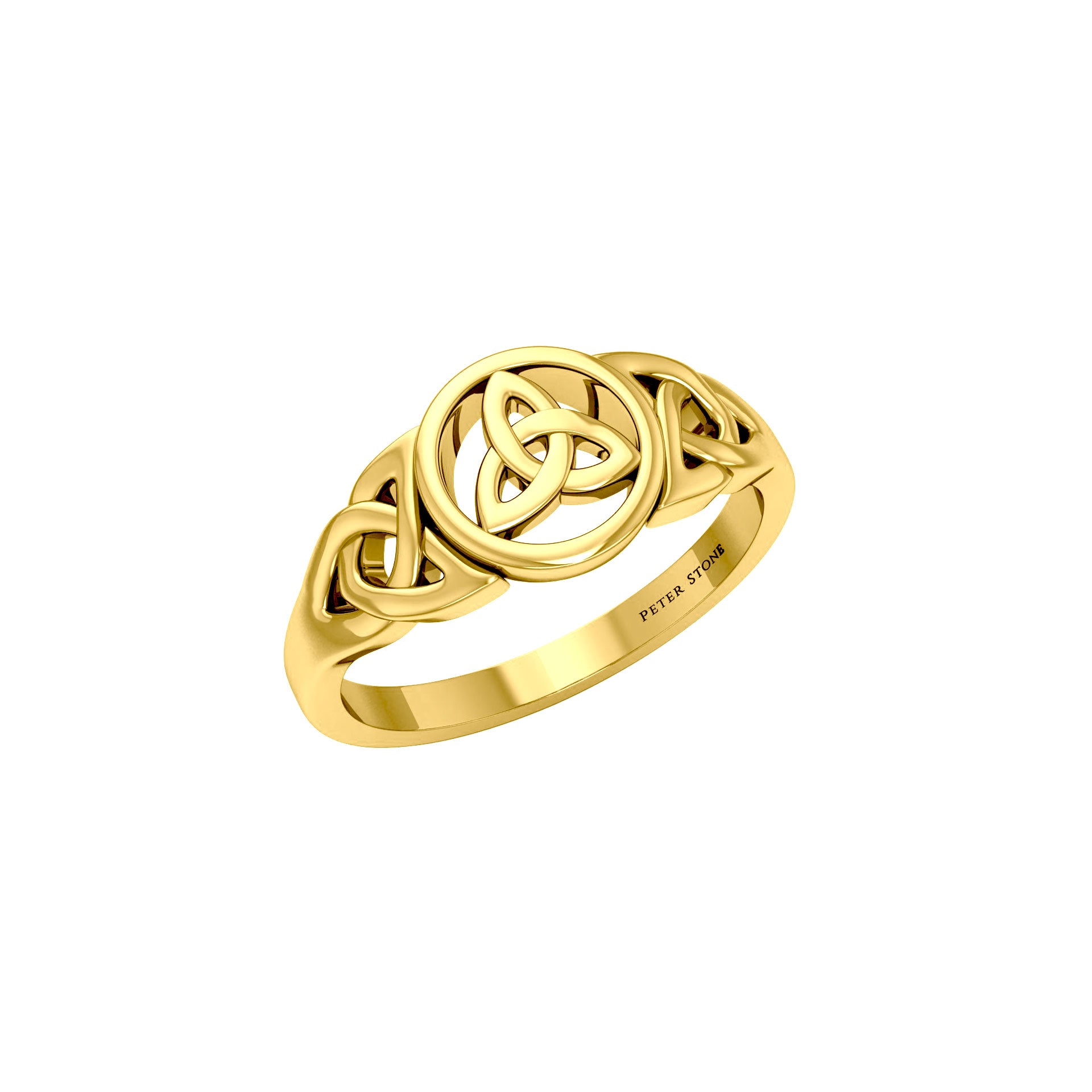 Celtic Trinity Knot Gold Vermeil Plate on Silver Ring VRI1275