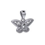 Life's colorful transformation ~ 14K White Gold Jewelry Butterfly Pendant with Gemstone WPD3685