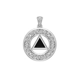 AA Recovery with Celtic Boarder 14K White Gold Pendant WPD3938