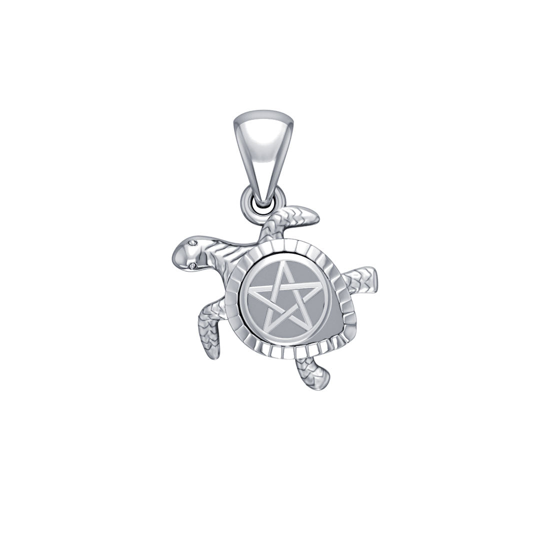 Sea Turtle with Pentacle 14K White Gold Pendant WPD5205