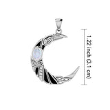 The Celtic Moon Raven 14K White Gold Pendant with Gemstone WPD5262