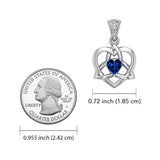 The Small Celtic Trinity Heart 14K White Gold Pendant with Gemstone WPD5913