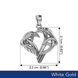 Love of The Mythical Celtic Heart Raven White Gold Jewelry Pendant WPD6025