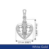 A powerful  White Gold Jewelry Pendant Fleur-de-Lis and Heart WPD6067