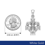 A powerful combination of Celtic elements White Gold Jewelry Pendant in Fleur-de-Lis and Celtic Cross WPD6068