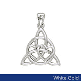 Enchantment White Gold Double Hearts Connected with Magic Celtic Triquetra Pendant - WPD6194 by Peter Stone