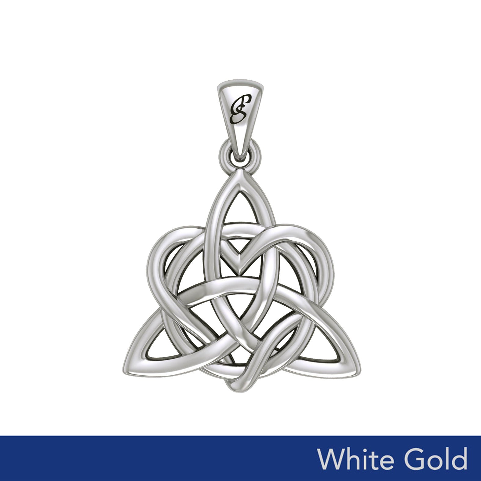 Elegance: White Gold Enchanted Magic Celtic Triquetra Heart Pendant - WPD6195 by Peter Stone