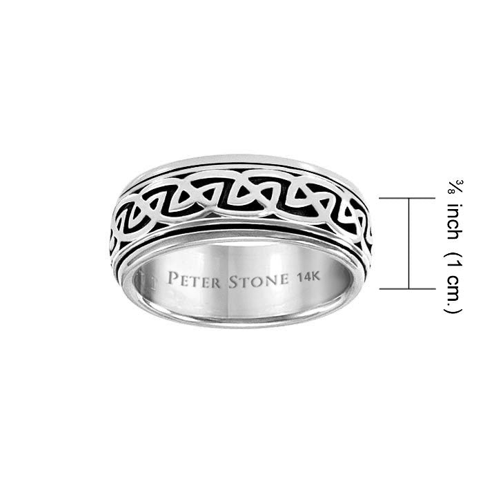We are connected as one ~ 14K White Gold Celtic Knotwork Spinner Ring WRI767