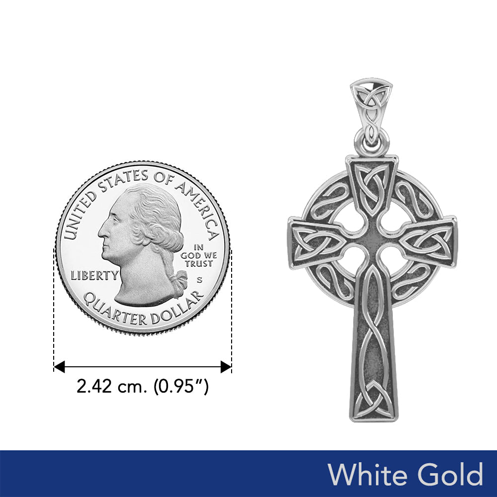 Celtic Knotwork Cross White Gold Pendant WTP037
