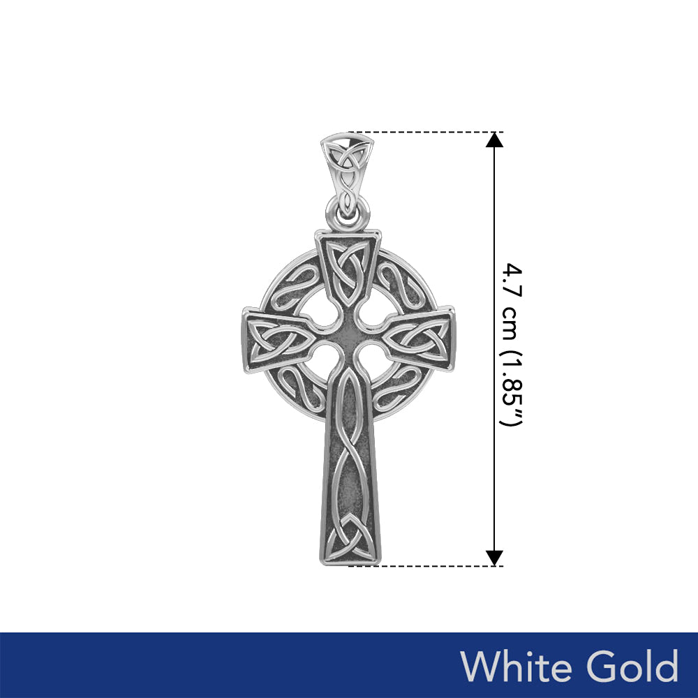 Celtic Knotwork Cross White Gold Pendant WTP037
