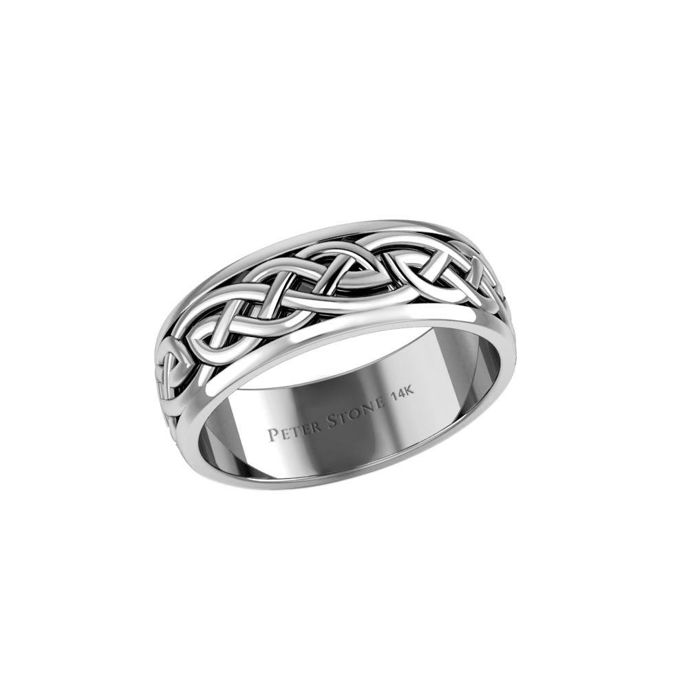 Celtic Knotwork 14K White Gold Spinner Ring WTR1757