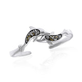 Twin Dolphin Steampunk Silver and Gold Accent MBA152 - Jewelry