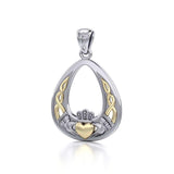 Celtic Claddagh Silver and Gold Pendant MPD3034 - Jewelry