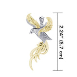 Soar to the Heavens Flying Phoenix Silver and Gold Accent Pendant MPD5072