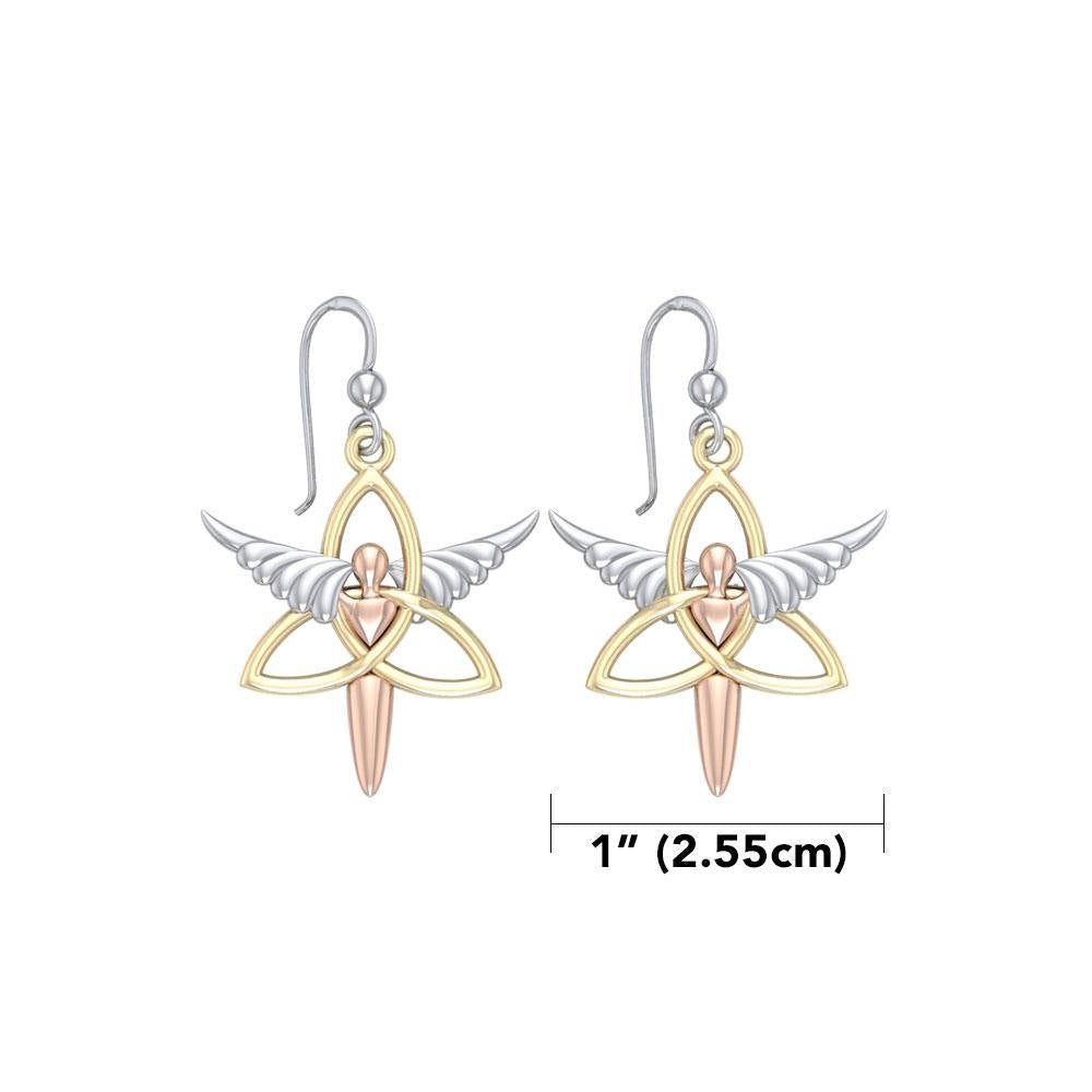 Trinity Angel Wing Three Tone Earrings OER1074 - Jewelry