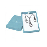 Celtic Knotwork Silver Triquetra with Crescent Moon Pendant Chain and Earrings Box Set SET002 - Jewelry