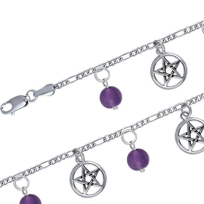 The Star with Bead Ball Sterling Silver Bracelet TBL037 - Jewelry