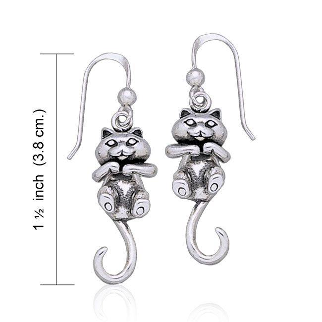 Movable Cat Silver Earrings TE2101 - Jewelry