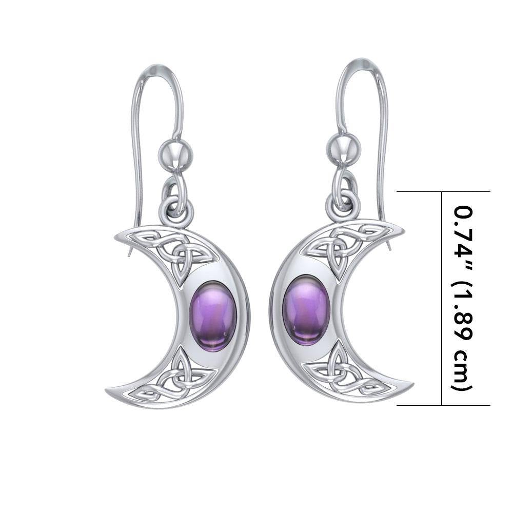 Celtic Knotwork Silver Crescent Moon Earrings TER147 - Jewelry