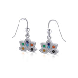 Lotus with Chakra Gemstone Silver Earrings TER1658